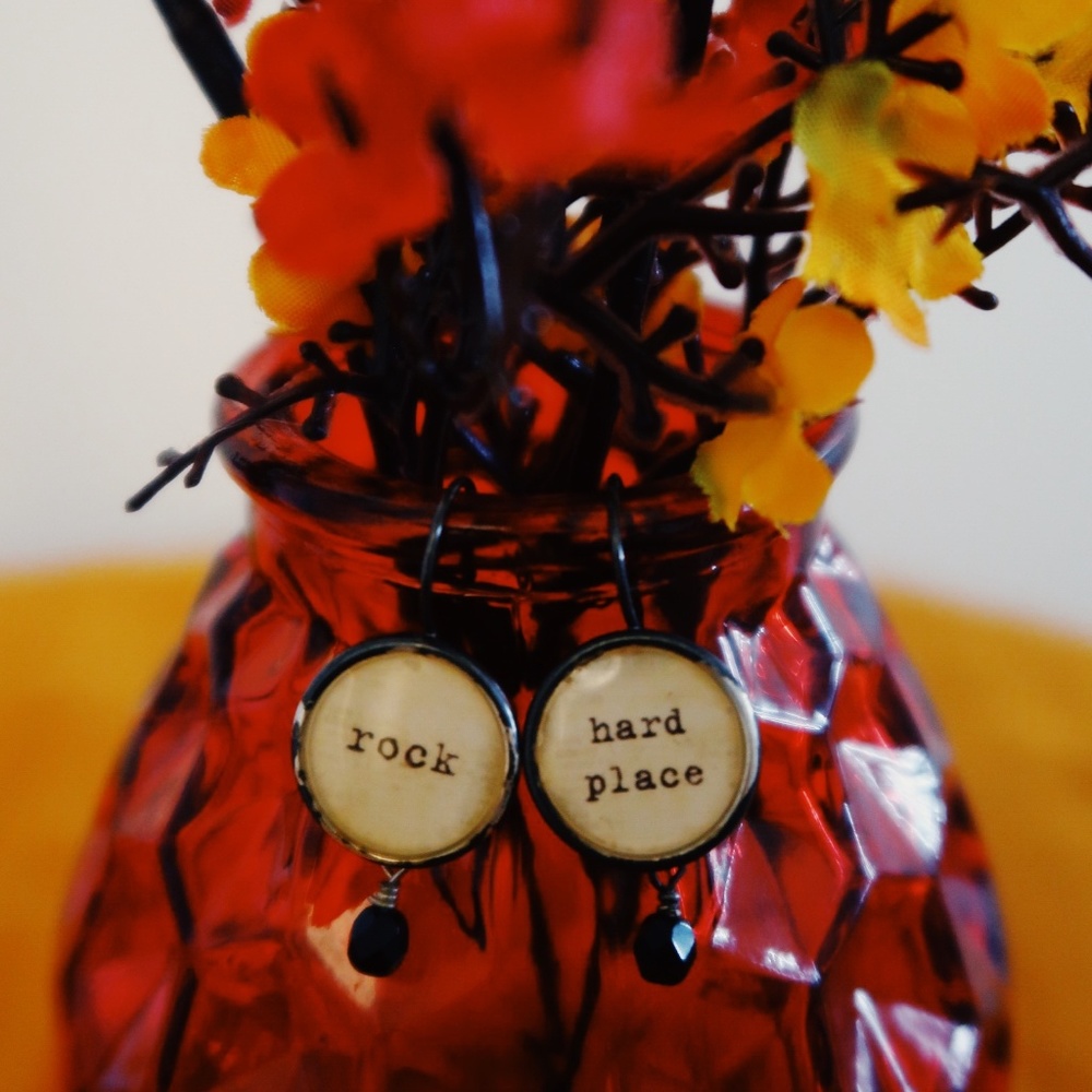 Rock & Hard Place Earrings, Lightly Used
